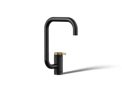 Single-handle bar sink faucet with two-function extended-reach spout