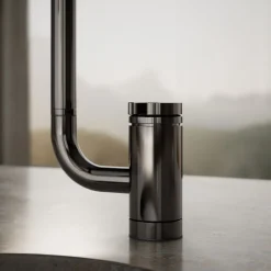 Single-handle bar sink faucet with two-function extended-reach spout