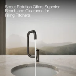 Single-handle bar sink faucet with two-function extended-reach spout