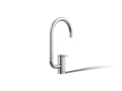 Single-handle bar sink faucet with two-function extended-reach spout