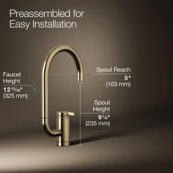 Single-handle bar sink faucet with two-function extended-reach spout