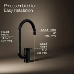 Single-handle bar sink faucet with two-function extended-reach spout