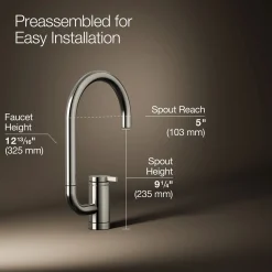 Single-handle bar sink faucet with two-function extended-reach spout