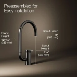 Single-handle bar sink faucet with two-function extended-reach spout