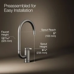 Single-handle bar sink faucet with two-function extended-reach spout