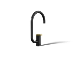 Single-handle bar sink faucet with two-function extended-reach spout
