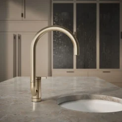 Single-handle bar sink faucet with two-function extended-reach spout
