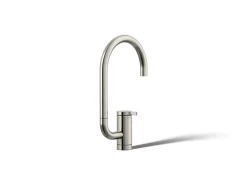 Single-handle bar sink faucet with two-function extended-reach spout