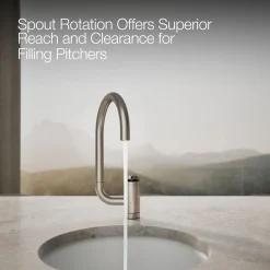 Single-handle bar sink faucet with two-function extended-reach spout