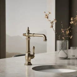 Single-handle bar sink faucet