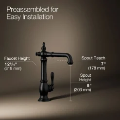 Single-handle bar sink faucet