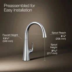 Single-handle bar sink faucet