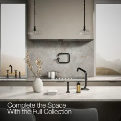 Single-handle bar sink faucet with two-function extended-reach spout and side sprayer