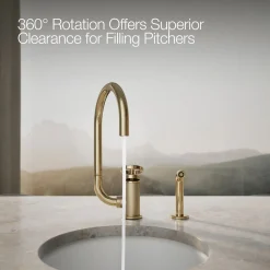 Single-handle bar sink faucet with two-function extended-reach spout and side sprayer