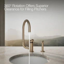 Single-handle bar sink faucet with two-function extended-reach spout and side sprayer