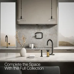 Single-handle bar sink faucet with two-function extended-reach spout and side sprayer