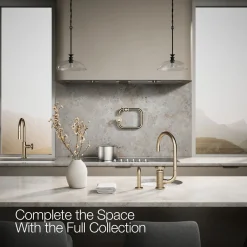 Single-handle bar sink faucet with two-function extended-reach spout and side sprayer