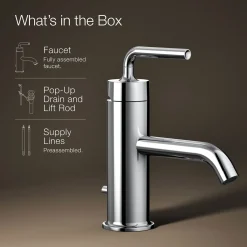 Single-handle bathroom sink faucet with Straight Lever handle, 1.2 gpm