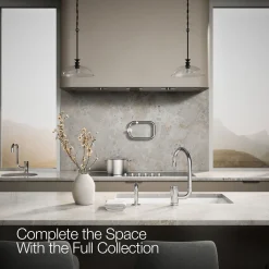 Single-handle kitchen sink faucet with two-function extended-reach spout and side sprayer