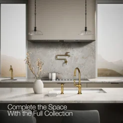 Single-handle kitchen sink faucet with two-function sprayhead