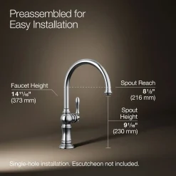 Single-handle kitchen sink faucet