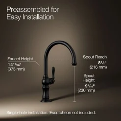 Single-handle kitchen sink faucet
