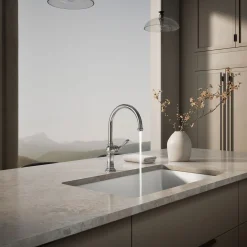 Single-handle kitchen sink faucet