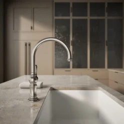 Single-handle kitchen sink faucet