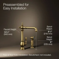 Single-handle kitchen sink faucet with side sprayer