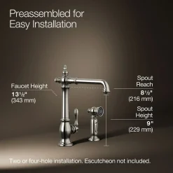 Single-handle kitchen sink faucet with side sprayer