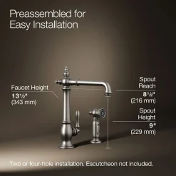 Single-handle kitchen sink faucet with side sprayer