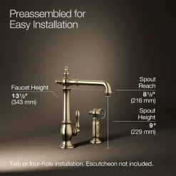 Single-handle kitchen sink faucet with side sprayer