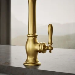 Single-handle kitchen sink faucet with side sprayer