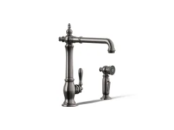 Single-handle kitchen sink faucet with side sprayer