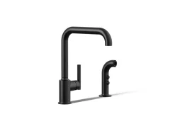 Single-handle kitchen sink faucet with side sprayer
