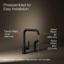 Single-handle kitchen sink faucet with side sprayer