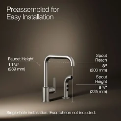 Single-handle kitchen sink faucet with side sprayer