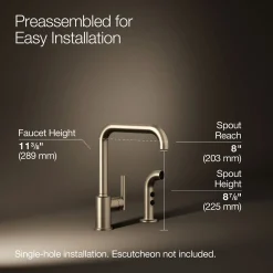 Single-handle kitchen sink faucet with side sprayer