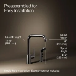Single-handle kitchen sink faucet with side sprayer