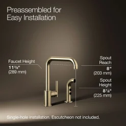 Single-handle kitchen sink faucet with side sprayer