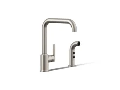 Single-handle kitchen sink faucet with side sprayer