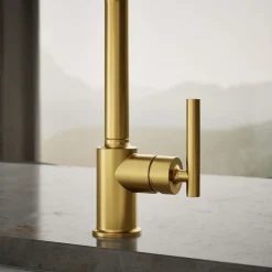 Single-handle kitchen sink faucet with side sprayer