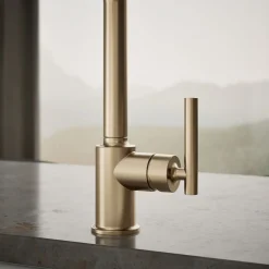 Single-handle kitchen sink faucet with side sprayer