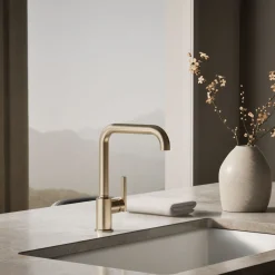 Single-handle kitchen sink faucet