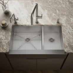 Smart Divide® 35-1/2" undermount double-bowl farmhouse kitchen sink