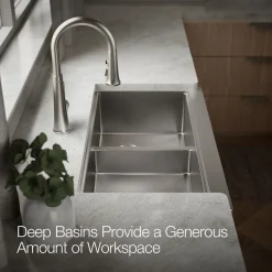 Smart Divide® 35-1/2” undermount double-bowl farmhouse workstation kitchen sink