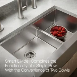Smart Divide® 35-1/2” undermount double-bowl farmhouse workstation kitchen sink