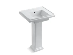 24" square pedestal bathroom sink