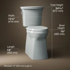 Tall ContinuousClean two-piece elongated toilet with skirted trapway, 1.28 gpf