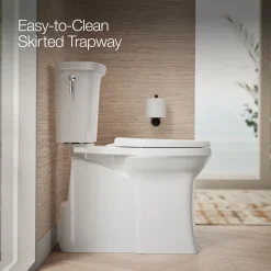 Tall ContinuousClean two-piece elongated toilet with skirted trapway, 1.28 gpf